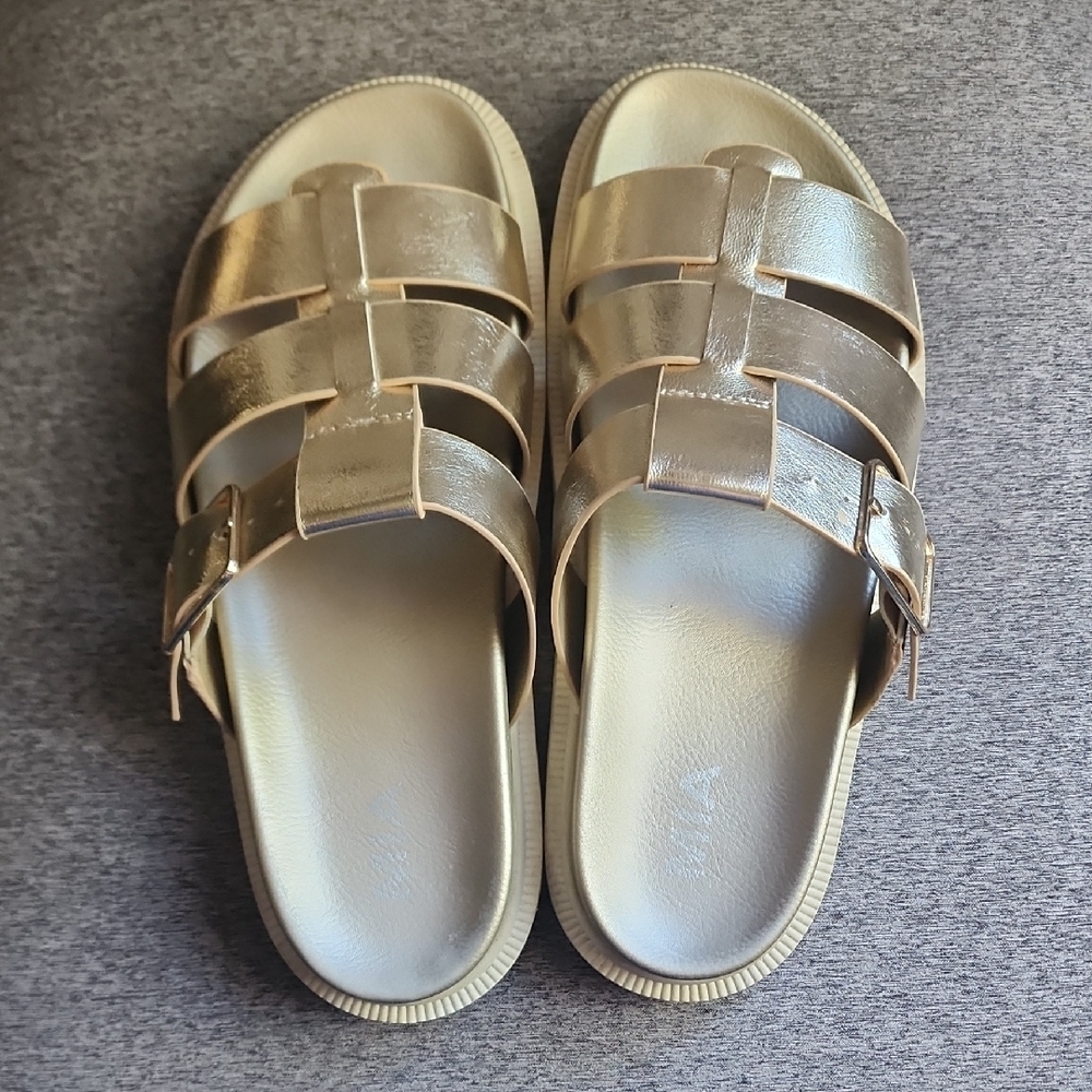 MIA Metallic Gold Slide Sandals